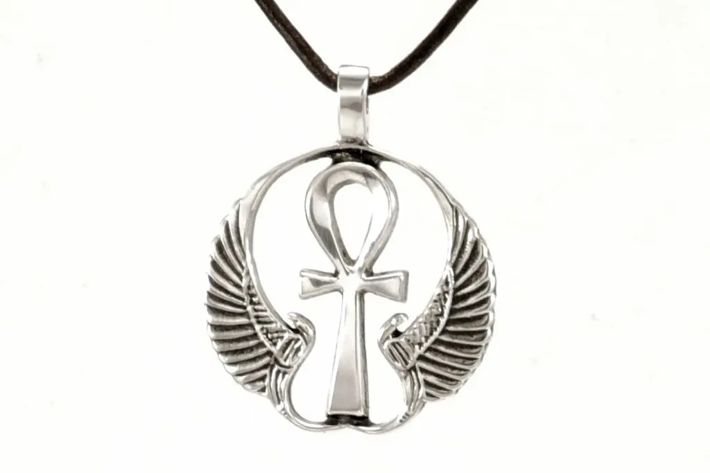 Ankh Pendant with Wings Silver