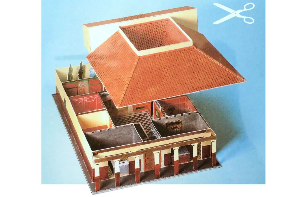 Maquette villa maison romaine en carton