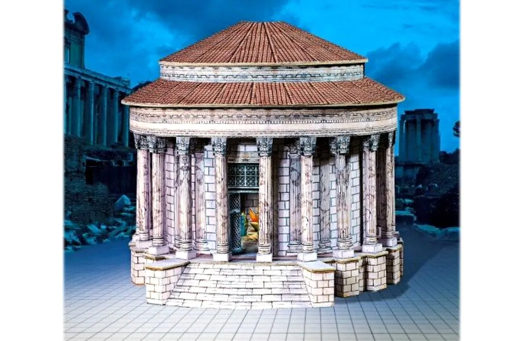 Scale 1/87 HO. Temple of Vesta in Tivoli Cardboard model kit 