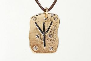 Rune Algiz, Bronze - Amulette Pendentif Runique de Protection, "Z"