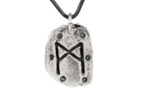 Rune Mannaz, Silver - Rune Amulet Pendant of a long and self-determined life, "M"