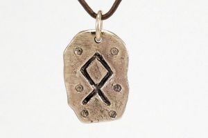 Rune Othila, Bronze - Rune Amulet Pendant of the Ancestral Inheritance, "O"