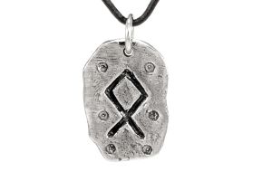 Rune Othila, Argent - Amulette Pendentif Runique de l'héritage du passé, "O"