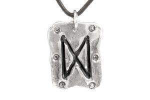Rune Dagaz, Silver - Rune Amulet Pendant of  Security, "D"