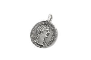 Roman Coin Pedant, Denarius Traian, Silver