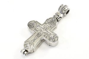 Pendentif croix reliquaire médiévale, Argent