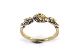 Ring with hands and dragon heads, viking ring