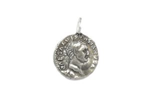Römische Münze, Anhänger Denar Vespasian Judaea Capta, Silber