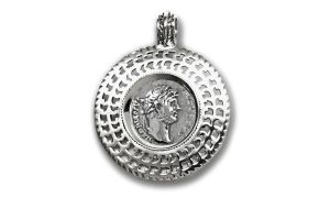 Roman Denarius in Coin Bezel Vindobona, Silver