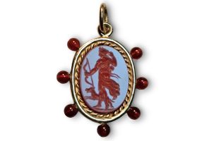 Pendant with intaglio of Diana, Artemis, Gold-Plated Silver