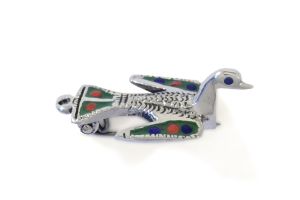 Römische Vogelfibel mit Emaille, Silber